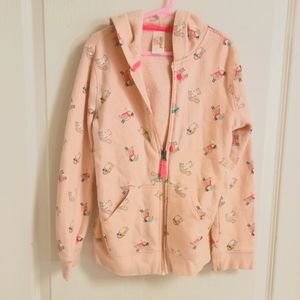 Cat & Jack Pink hoodie with animals in scarves